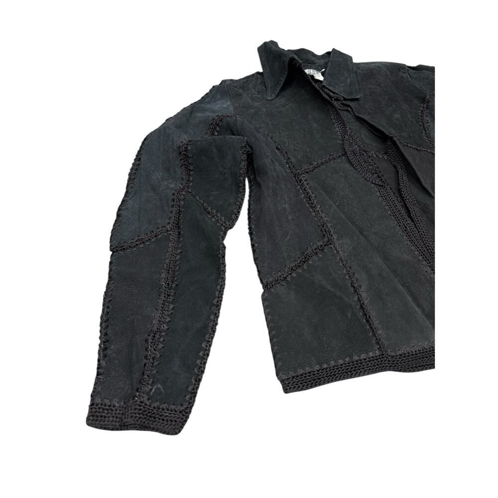 Vintage Selene Sport Suede Patchwork Jacket Black Leather Boho Western S - Picture 7 of 14